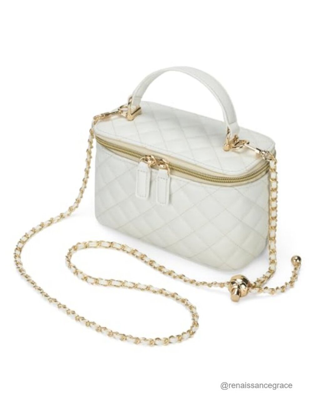Quilted Faux Leather Crossbody Bag Small Square Chain Purse